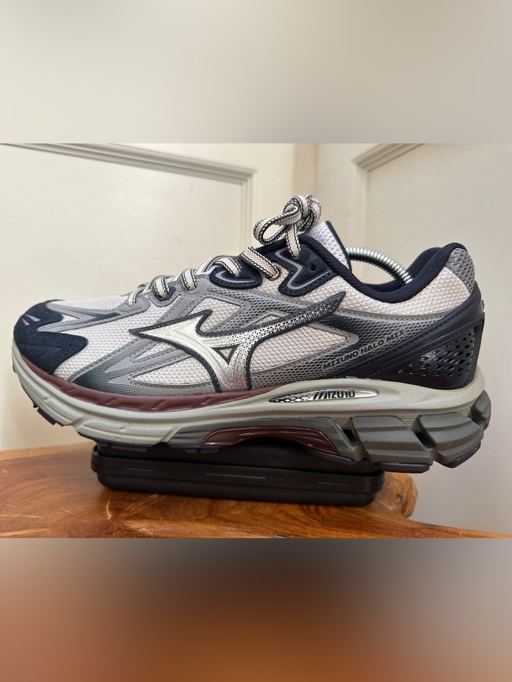 Mizuno Men's Athletic Running Shoes - Gray, Navy & Silver - Picture 3 of 9